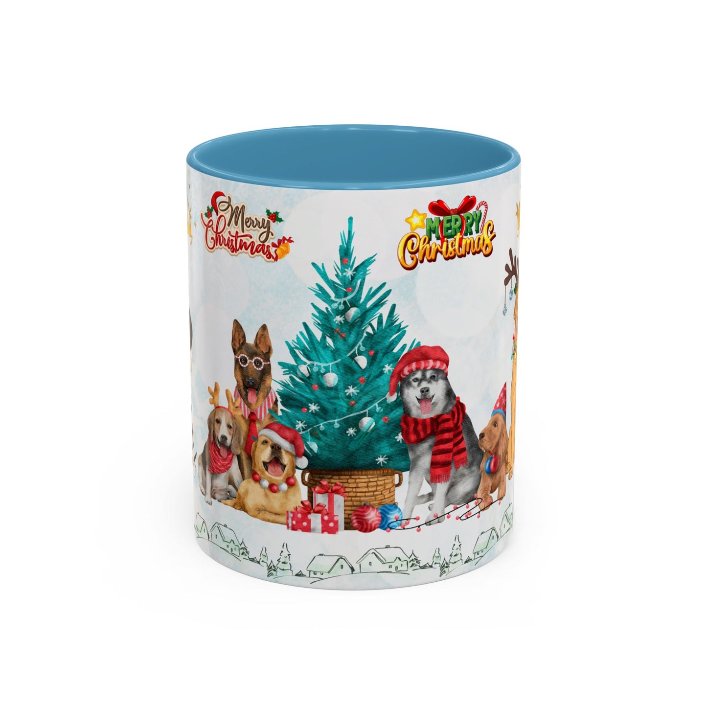 Merry Christmas Dogs - Accent Coffee Mug (11, 15oz)