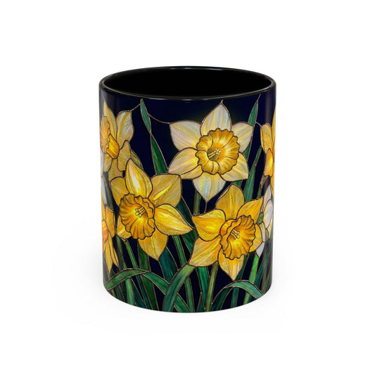 Daffodil Garden Accent Coffee Mug — Stained Glass Design (11/15oz) - 14542