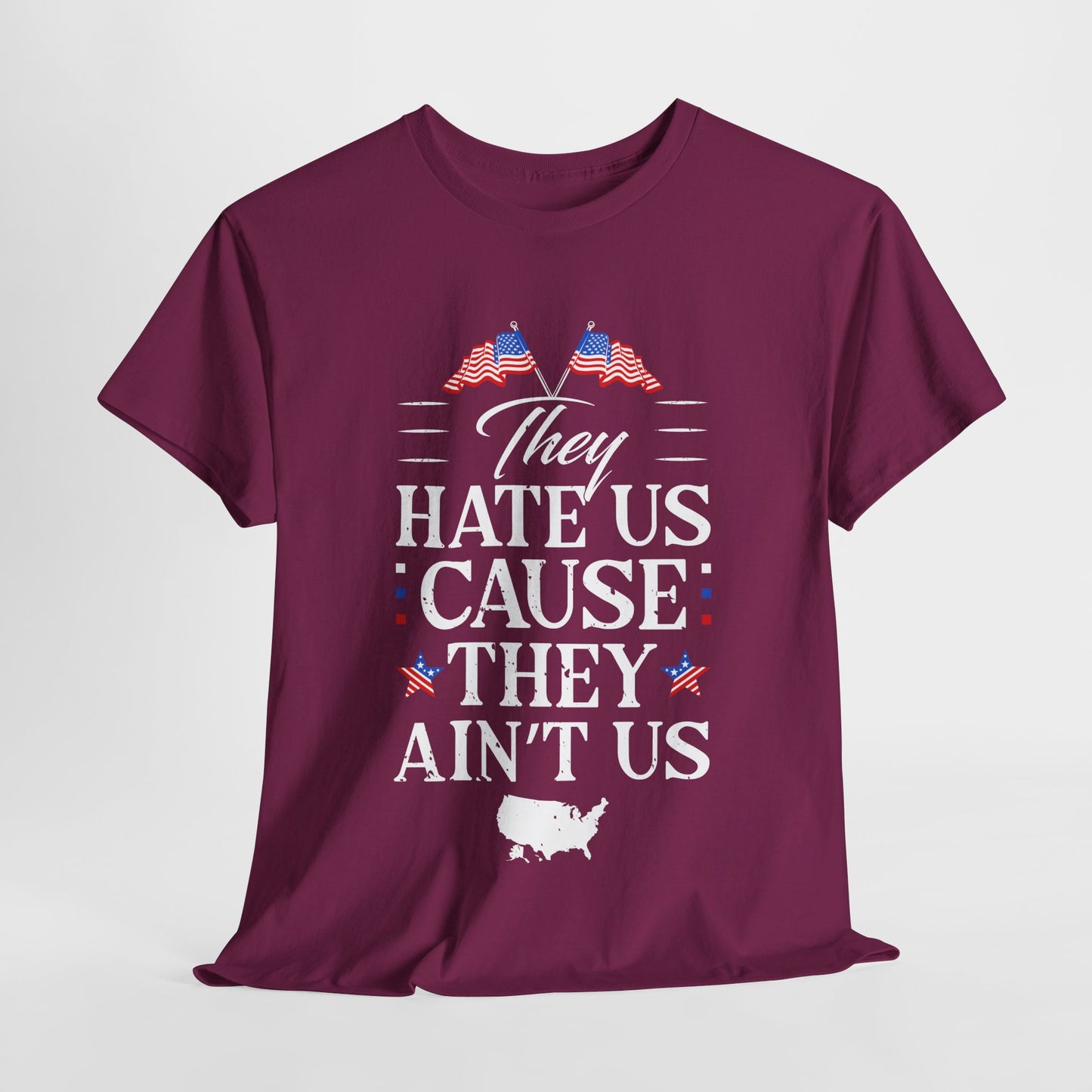 Patriotic Unisex Heavy Cotton Tee - 'They Hate Us Cause They Ain't Us' - Gift for Freedom Lovers, Casual Wear, Independence Day - 13651