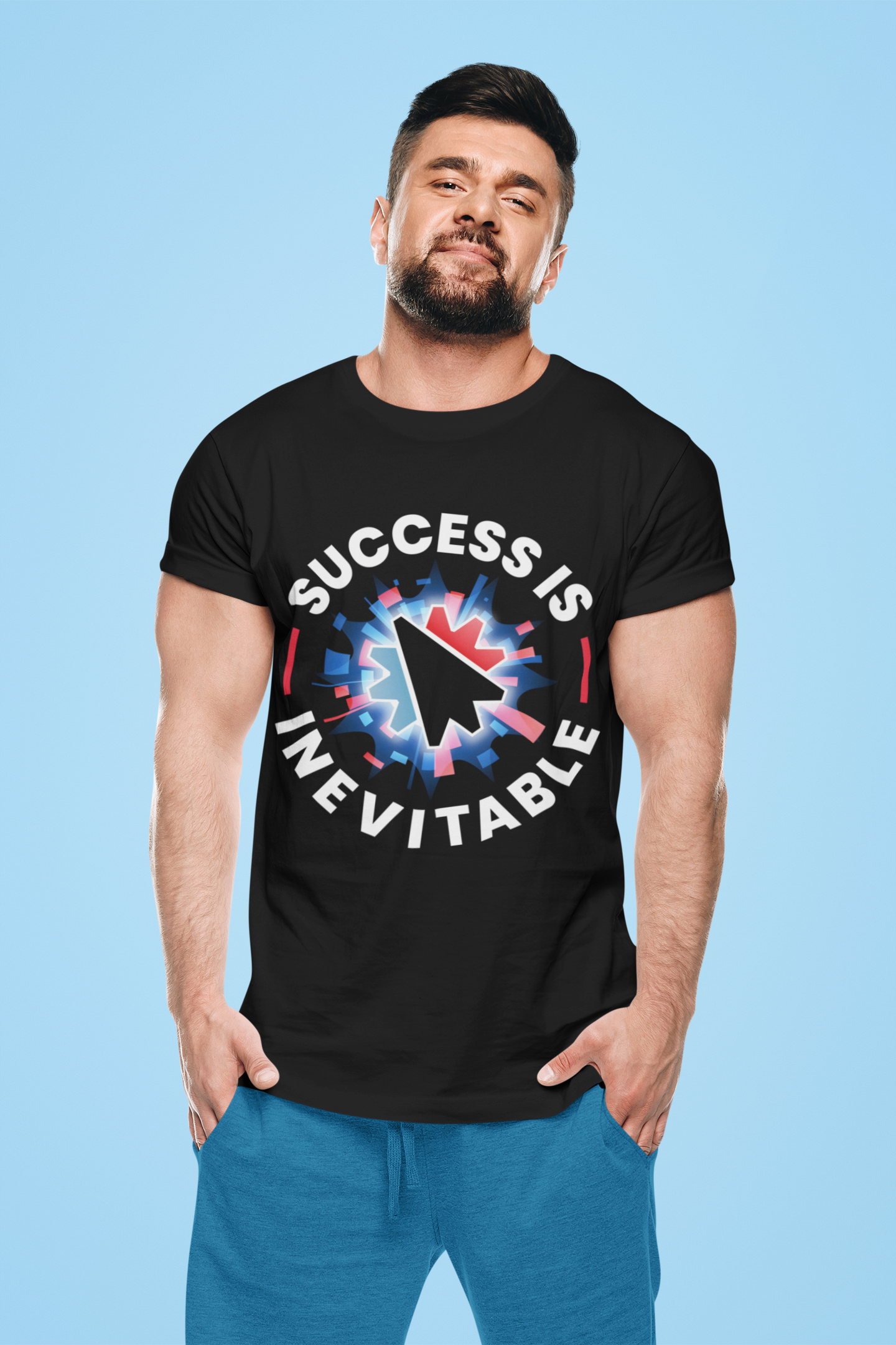 Success Is Inevitable T-Shirt – Motivational Graphic Tee with Cursor Design - 14884