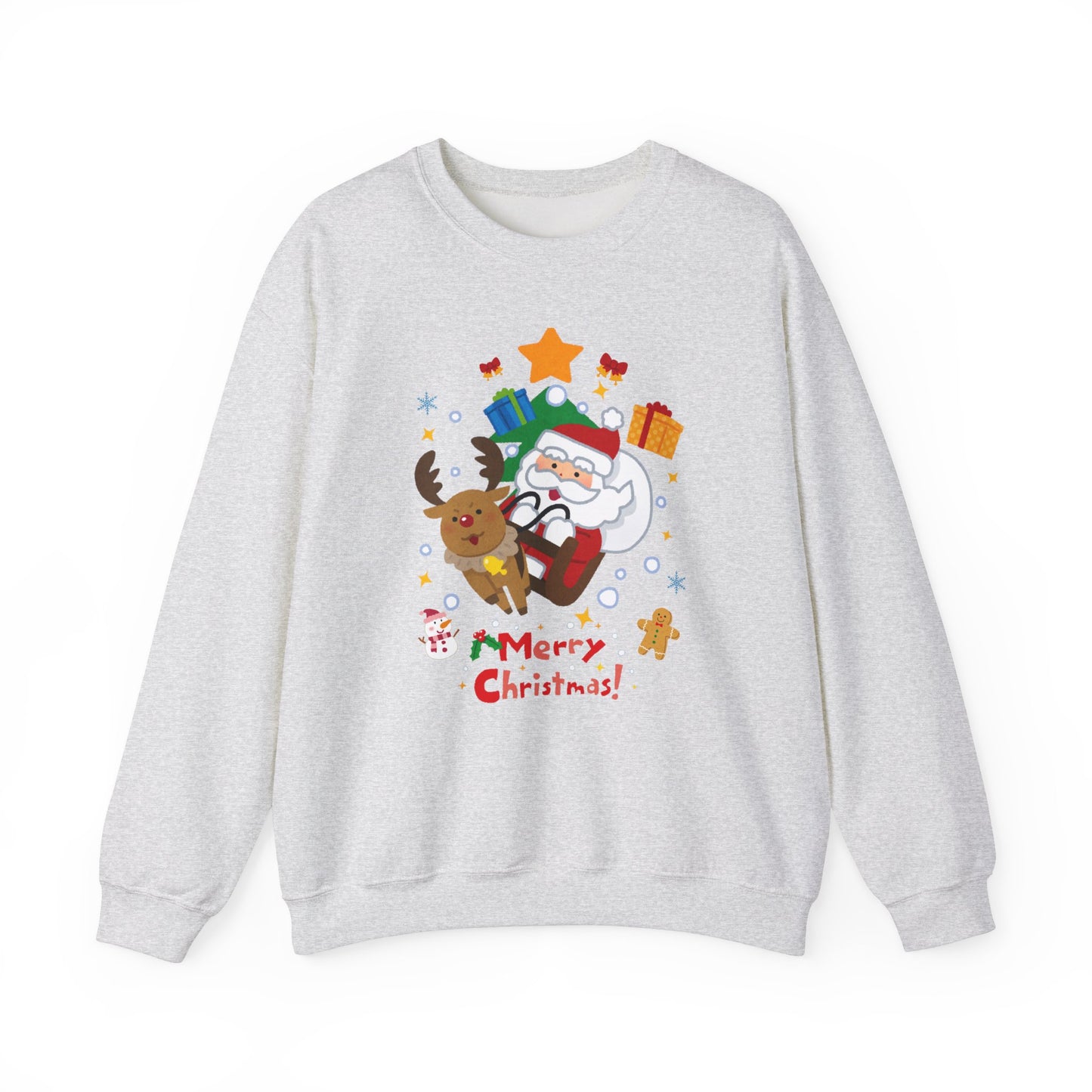 Merry Christmas, Santa & Reindeer - Unisex Heavy Blend™ Crewneck Sweatshirt - 10472