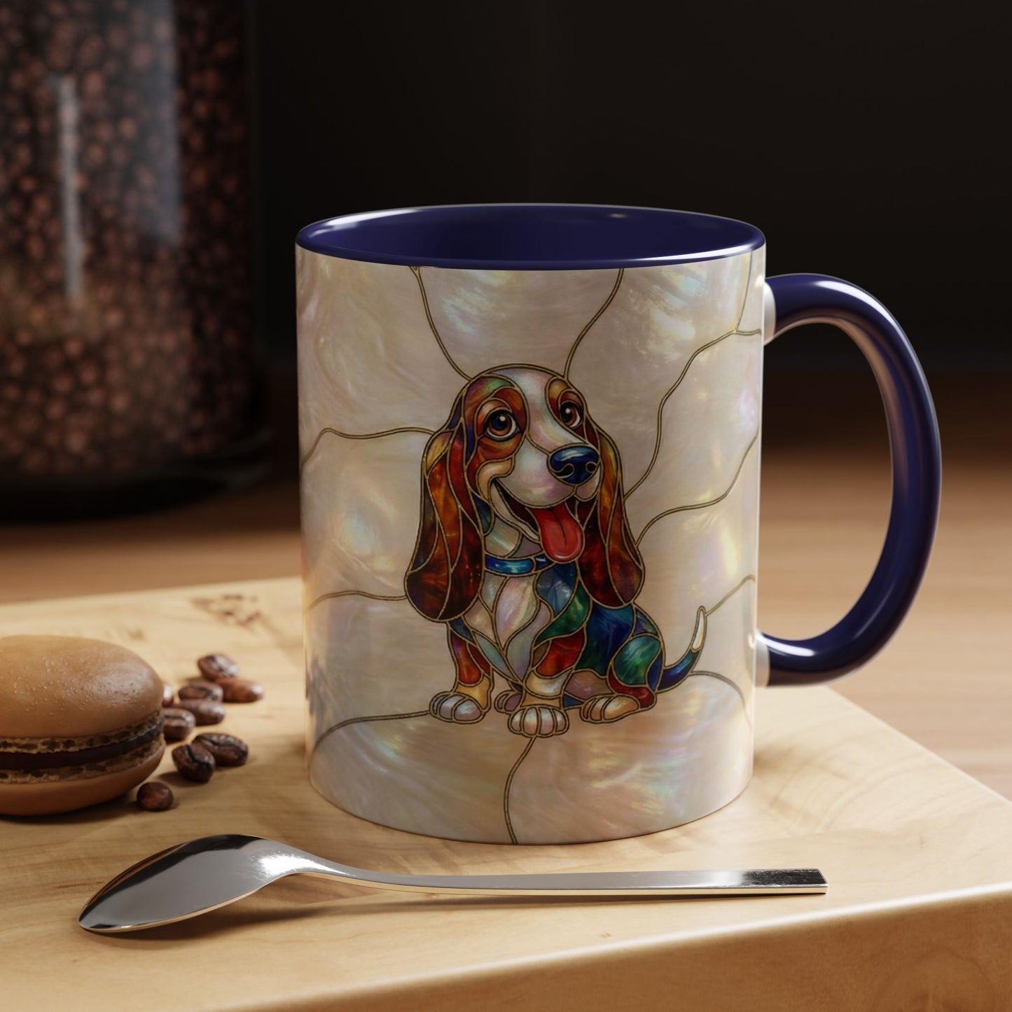 Basset Hound Stained Glass Accent Coffee Mug (11/15oz) - 14520