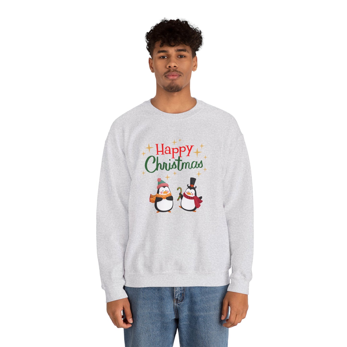 2 Penguins: Happy Christmas - Unisex Heavy Blend™ Crewneck Sweatshirt