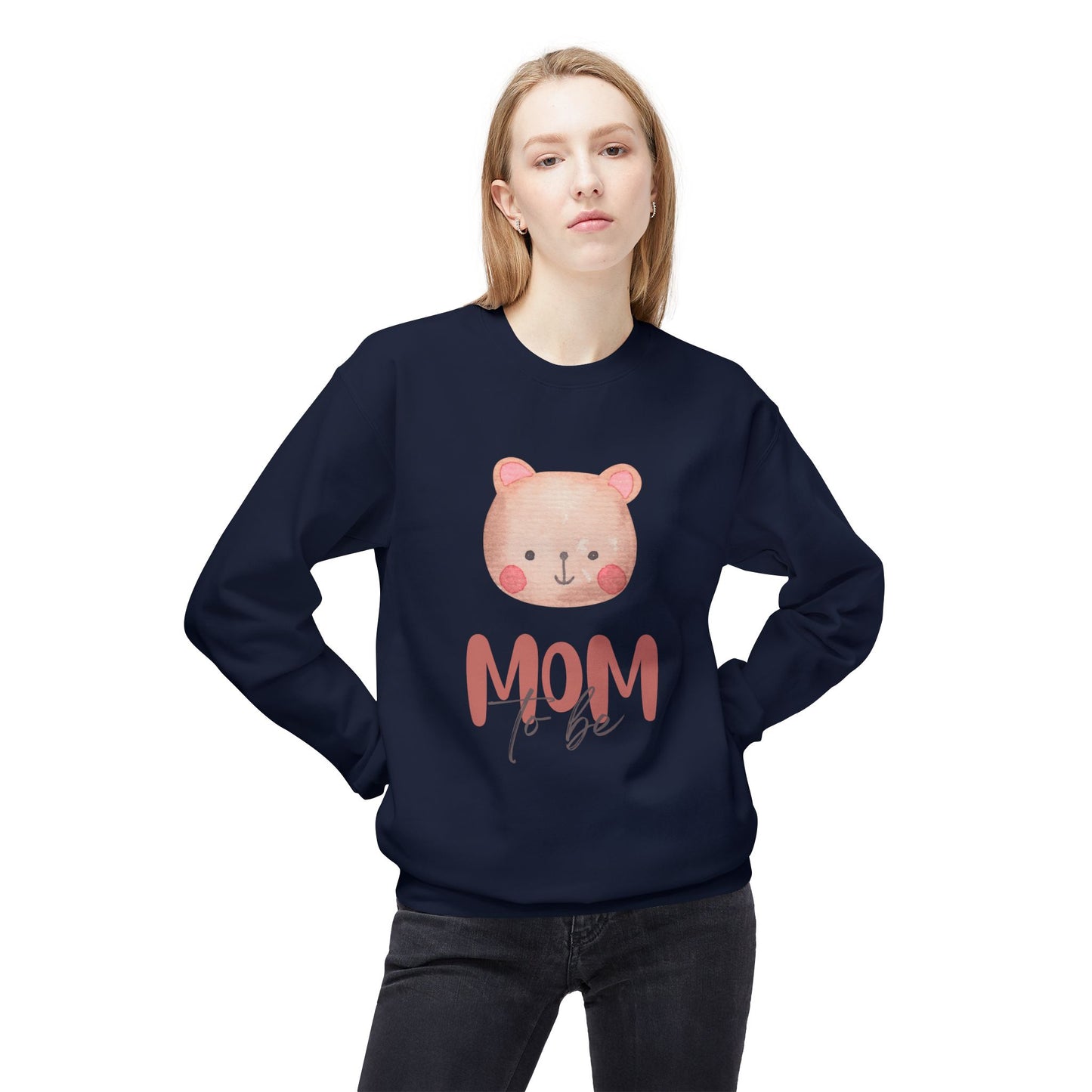 Mom To Be Bear Sweatshirt | Unisex Midweight Fleece Crewneck - 11840