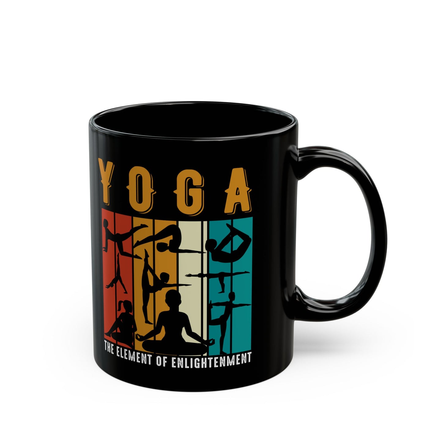 Yoga - Element of Enlightenment Black Mug for Mindful Sipping, Meditation Gift, Yogini Coffee Cup - 13168
