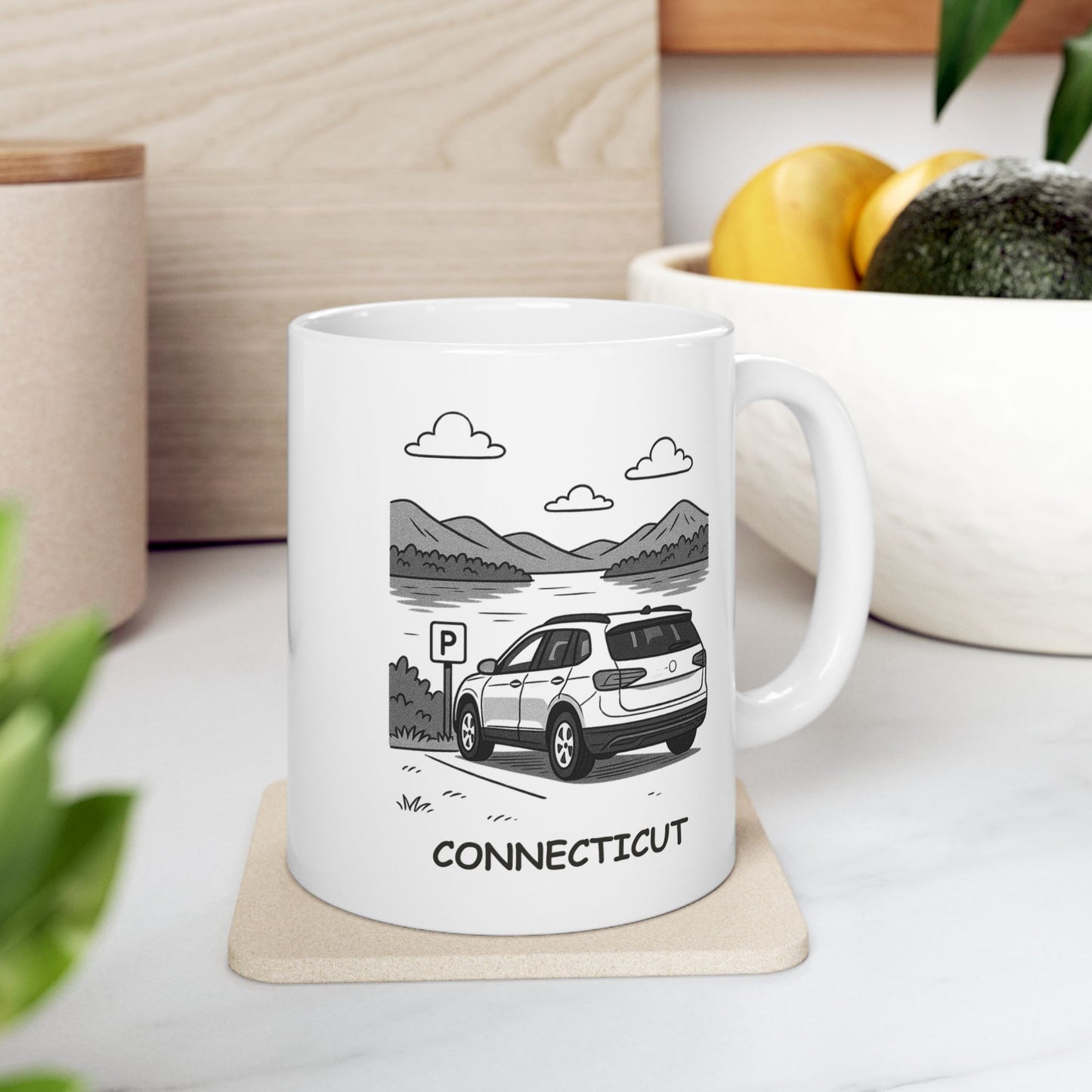 "In Connecticut, the best views are usually right after you finally find parking." Ceramic Mug - 13872