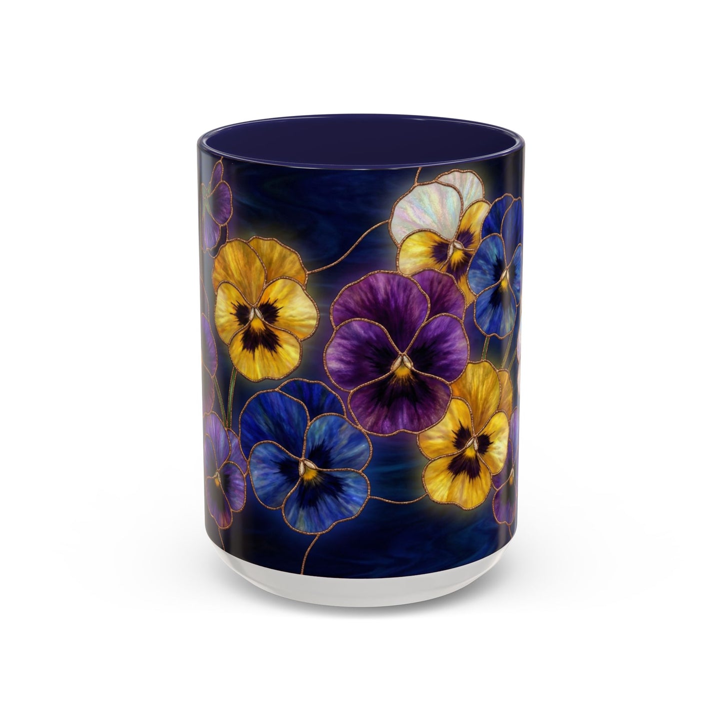 Pansy Floral Accent Coffee Mug — Stained Glass Design (11/15oz) - 14544
