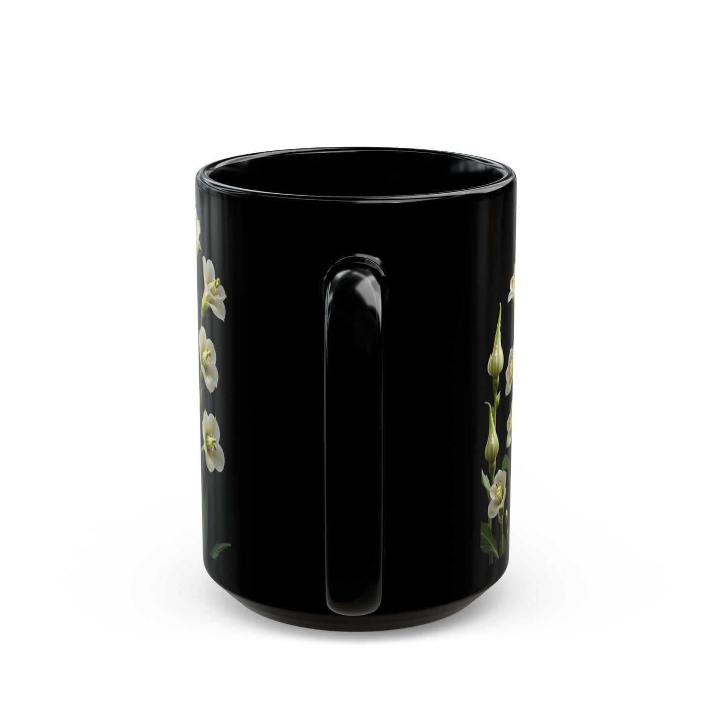 White Flowers - Black Mug (11oz, 15oz) - 10402