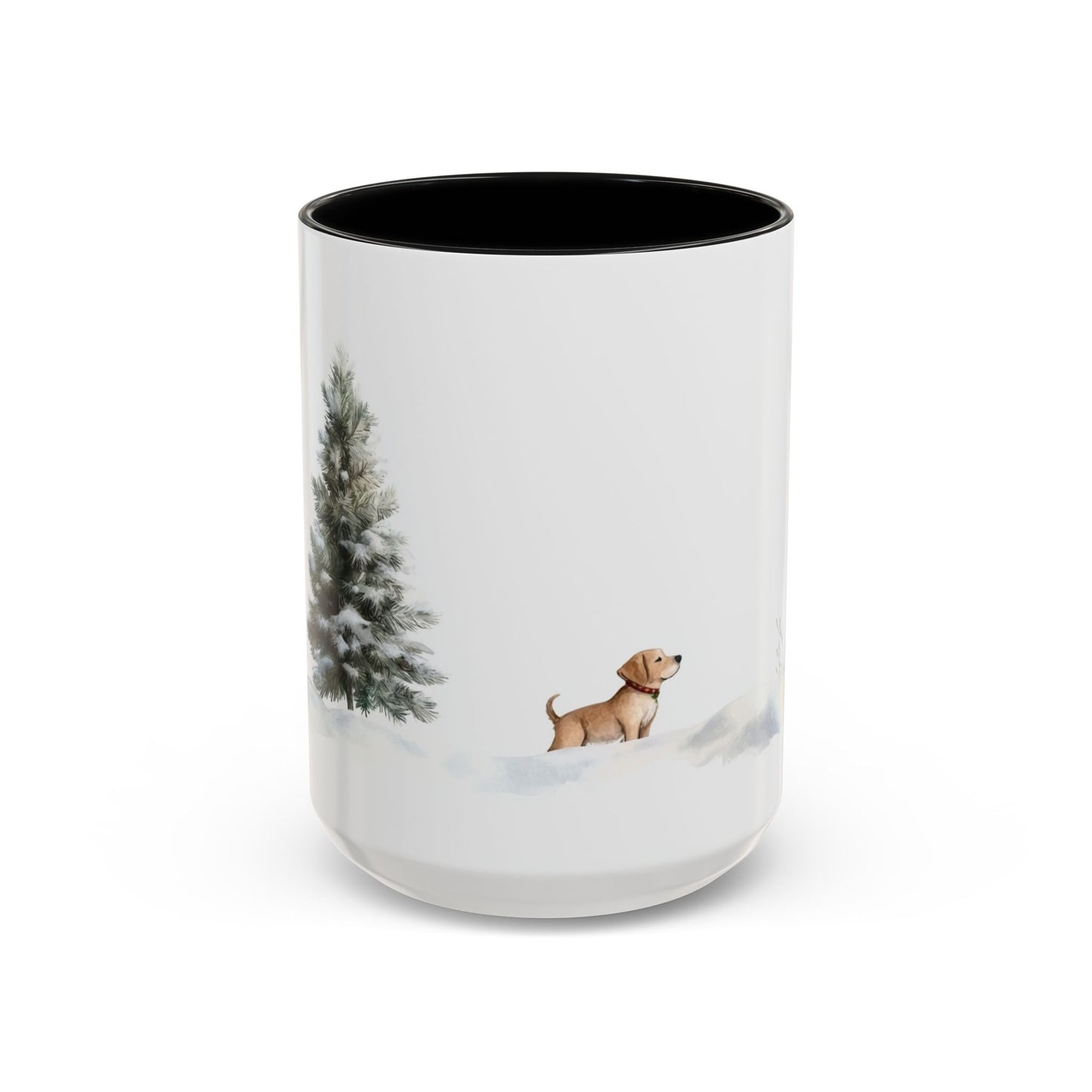 Winter Tree, Snowman & Puppy - Accent Coffee Mug (11, 15oz) - 10404