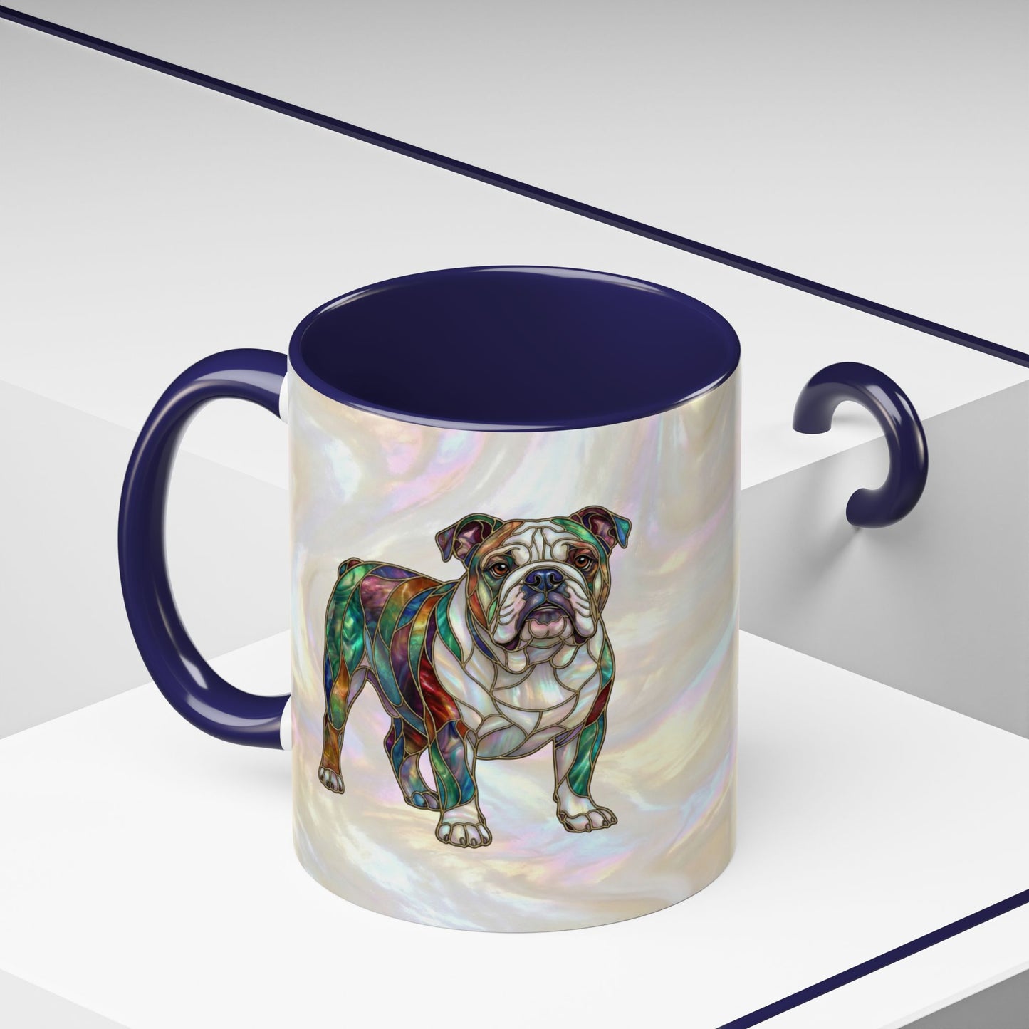 English Bulldog Accent Coffee Mug -Stained Glass Style (11/15oz) - 14630