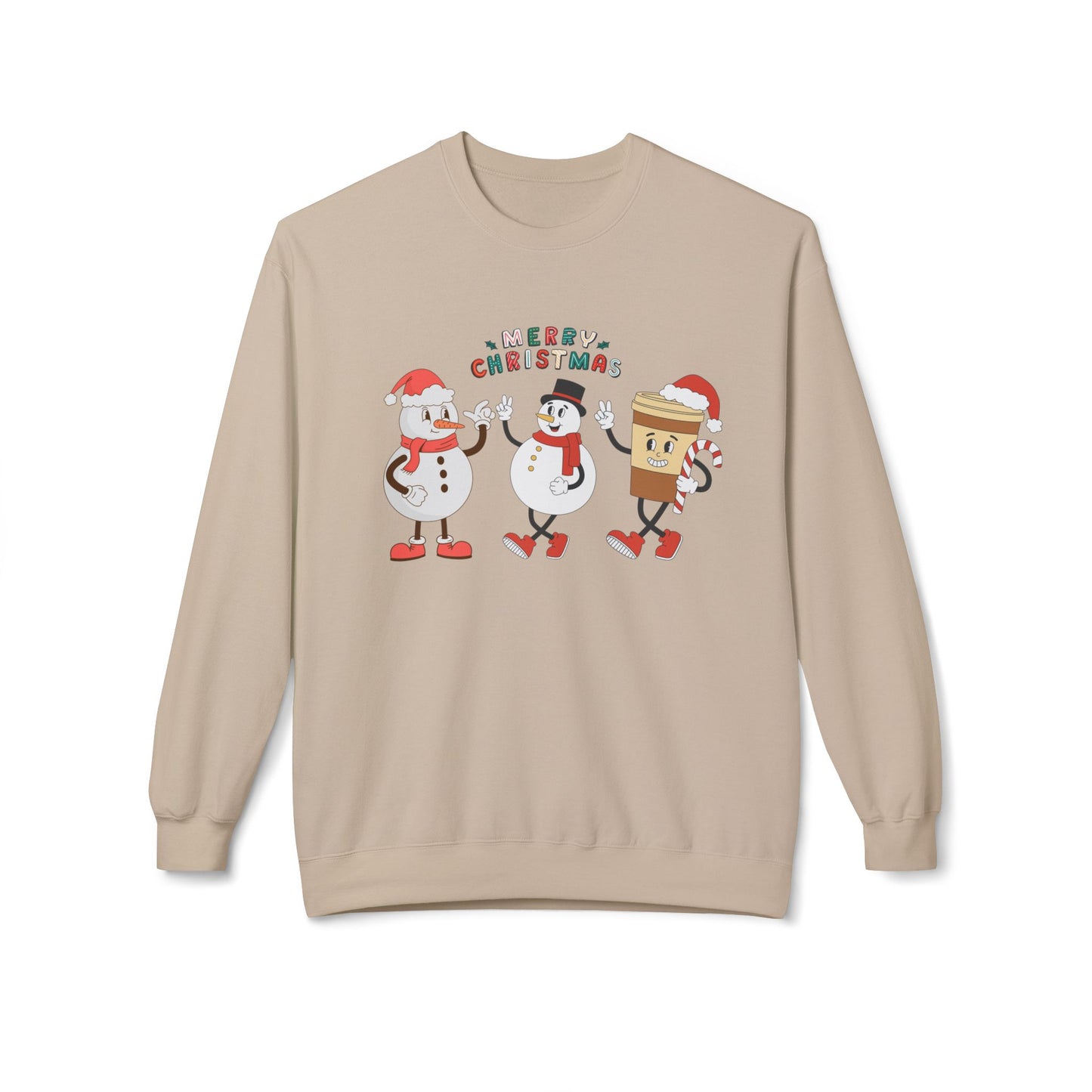 Happy Snowmen - Unisex Midweight Softstyle Fleece Crewneck Sweatshirt - 10373