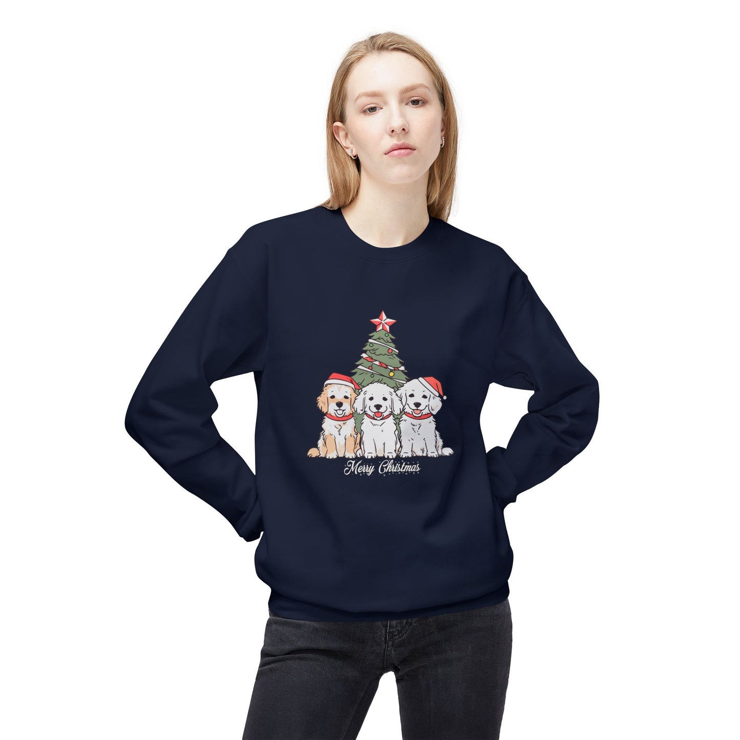 Merry Christmas, Puppies - Unisex Midweight Softstyle Fleece Crewneck Sweatshirt - 10264