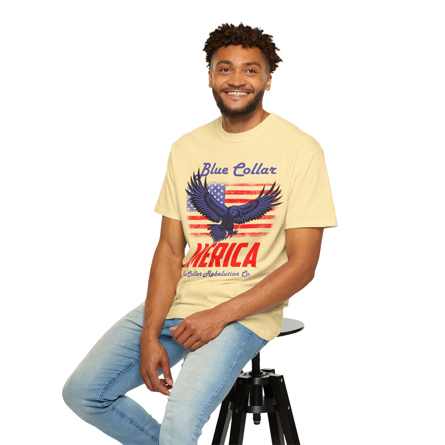 Unisex American Eagle Graphic Tee - Perfect for Patriotic Events, Casual Wear, 4th of July Gatherings, Gifts for Blue Collar Workers - 13695