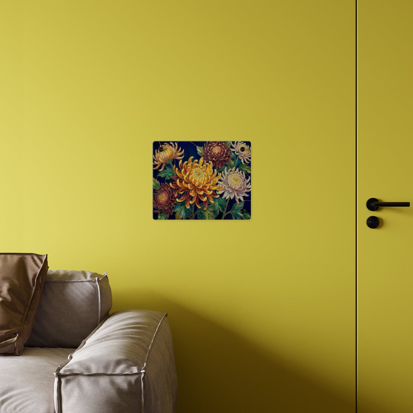 Chrysanthemum Acrylic Wall Art Panel — Floral Botanical Home Décor - 14609