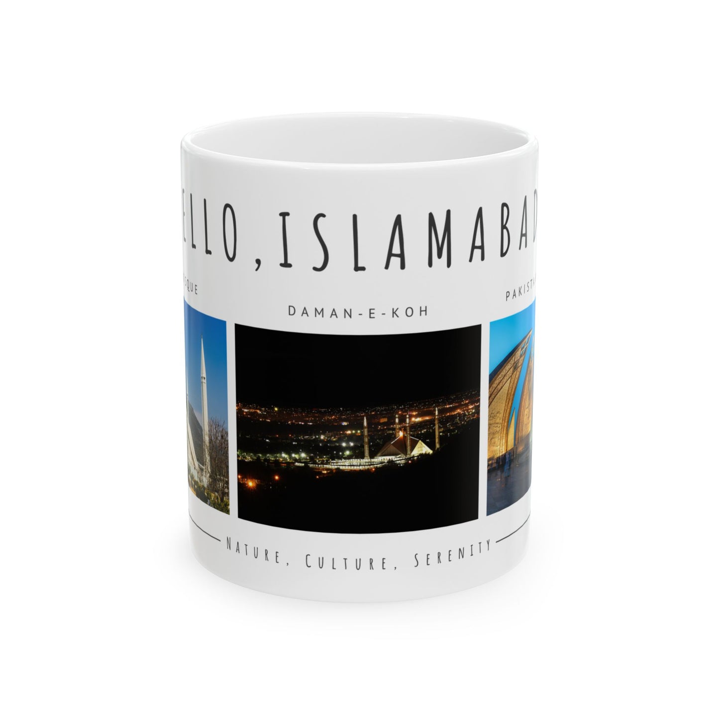 Hello Islamabad Ceramic Mug - 11oz & 15oz Coffee Cup with Scenic City Views - 12212