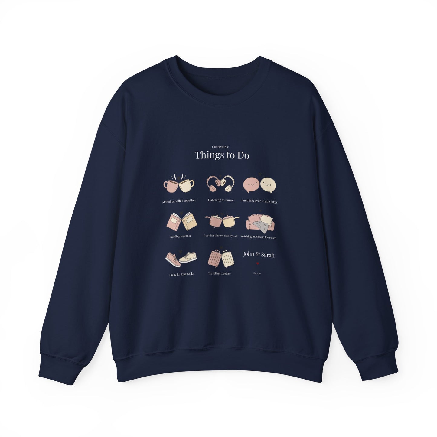 Our Favourite Things to Do Together – Personalised Illustration Crewneck Sweatshirt | Valentine’s Gift - 14726