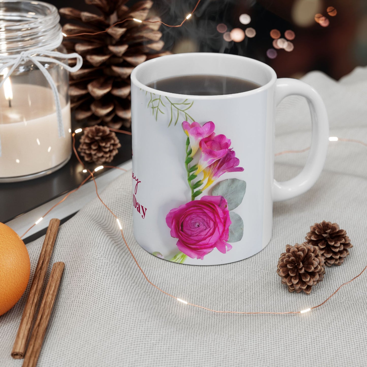 Happy Mother's Day Floral Ceramic Mug - Perfect Gift for Moms - 12278