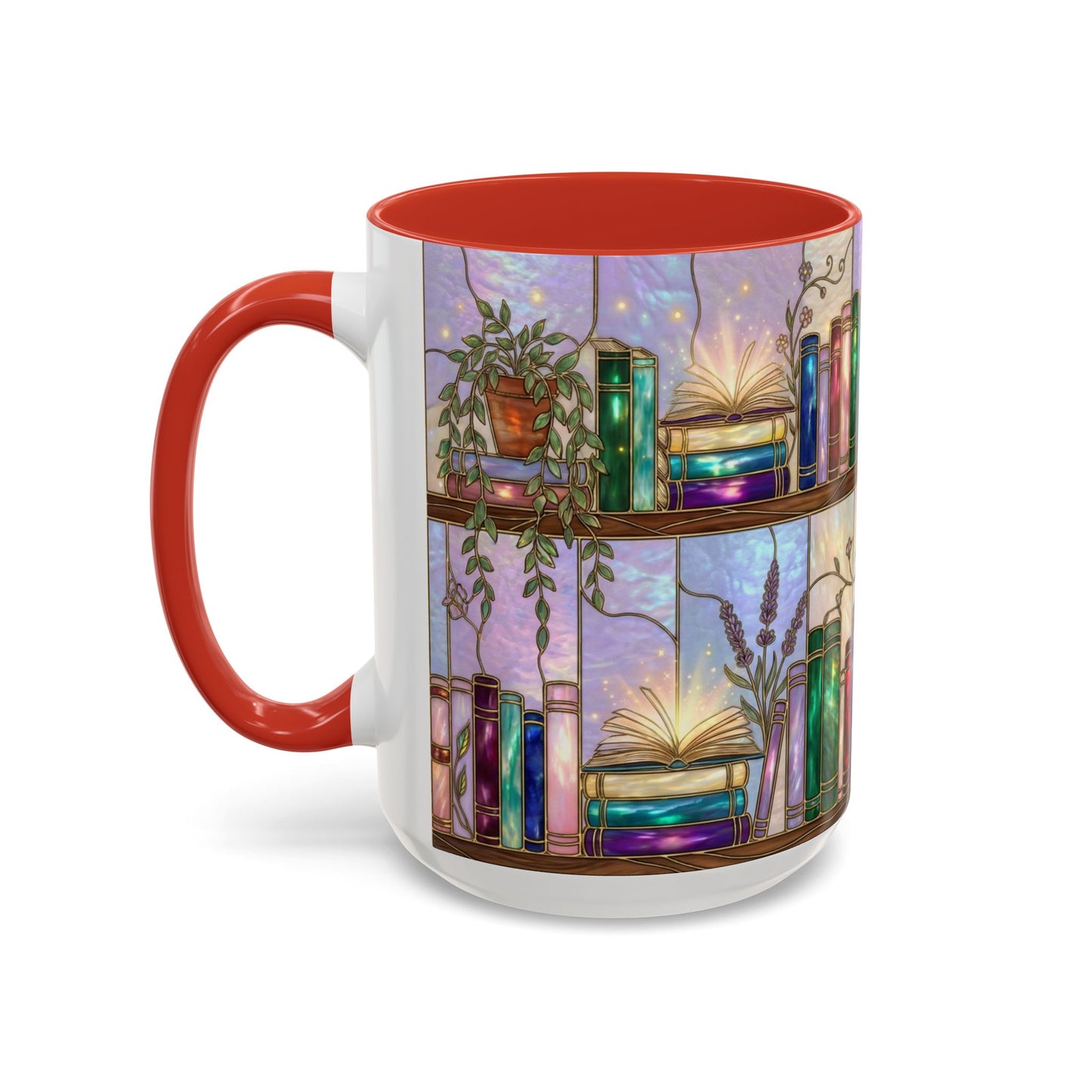 Magic Book Shelf Accent Coffee Mug — Stained Glass Design (11/15 oz) - 14529