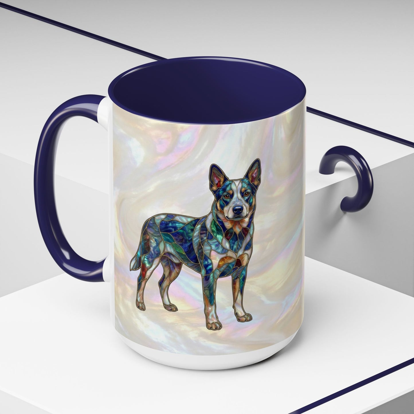 Australian Cattle Dog Accent Mug — Stained Glass Design (11/15oz) - 14613