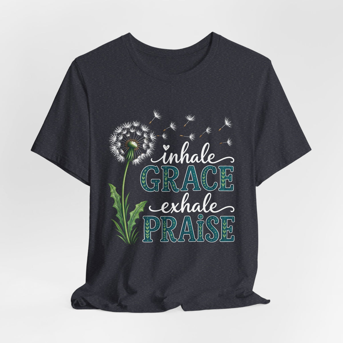 Inhale Grace Exhale Praise T-Shirt, Christian Faith Floral Tee - 14990
