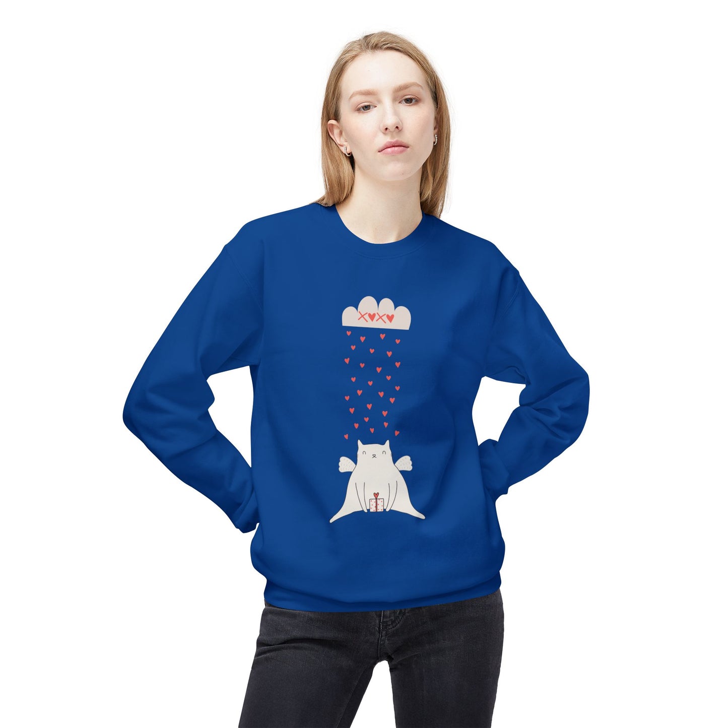 Cat, XoXo, Love - Unisex Midweight Softstyle Fleece Crewneck Sweatshirt - 11554