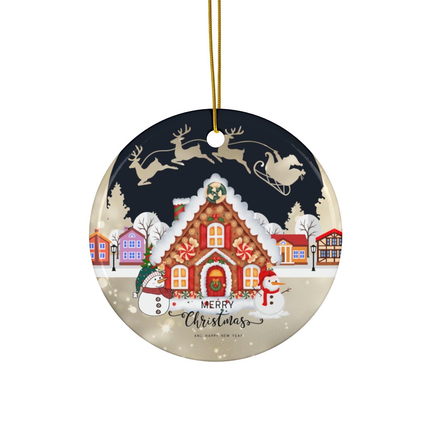 Christmas House - Ceramic Ornament, 4 Shapes