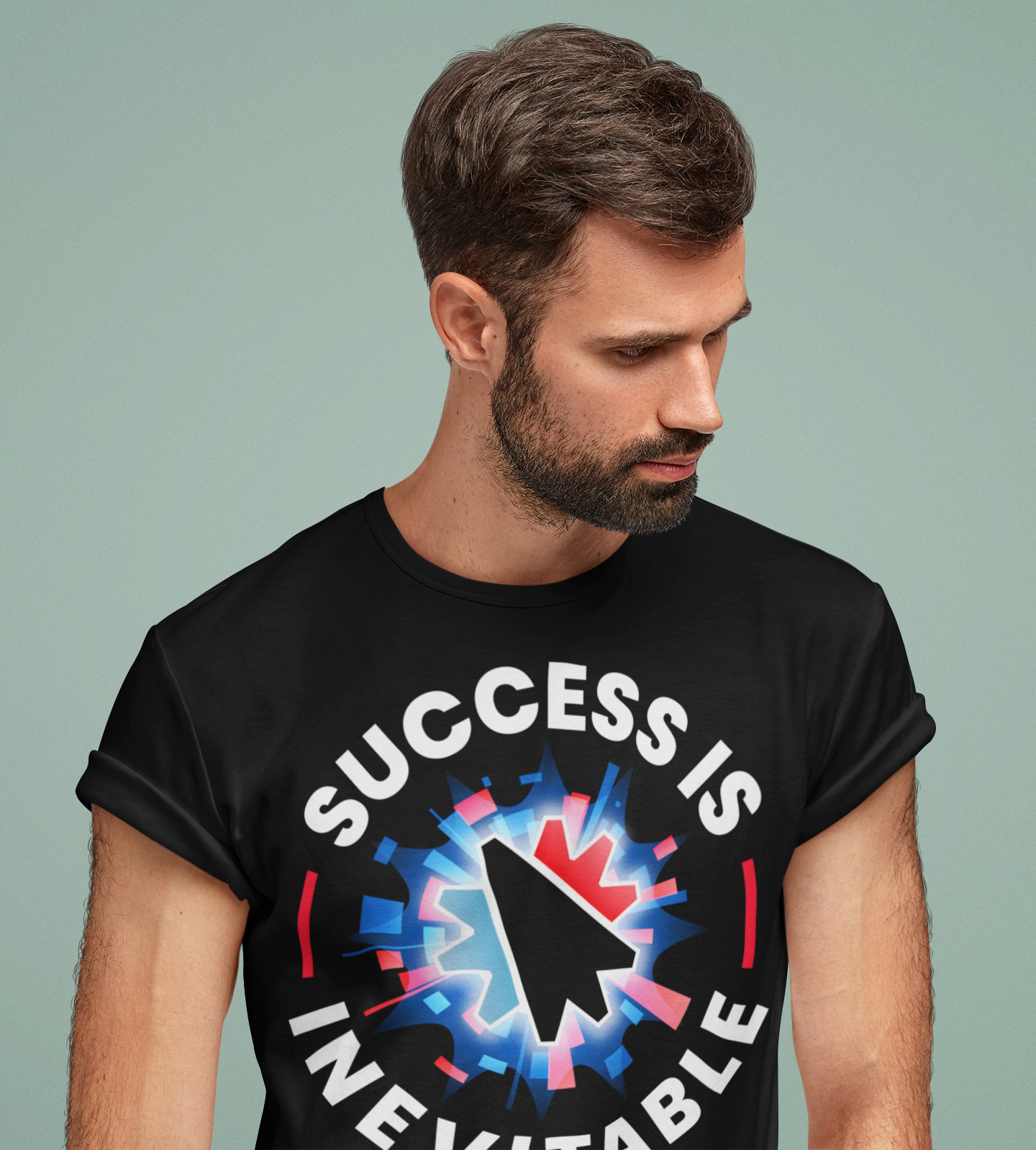 Success Is Inevitable T-Shirt – Motivational Graphic Tee with Cursor Design - 14884
