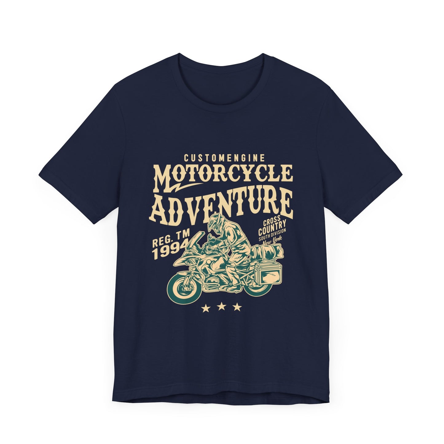 Custom Engine, Motorcycle Adventure - Unisex Jersey Short Sleeve Tee