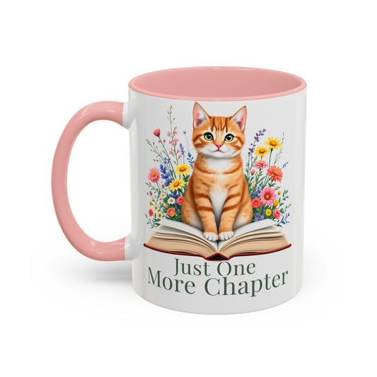 Just One More Chapter Cat Mug – Floral Book Lover Gift, Cute Reader Coffee Mug (11oz / 15oz) - 14811