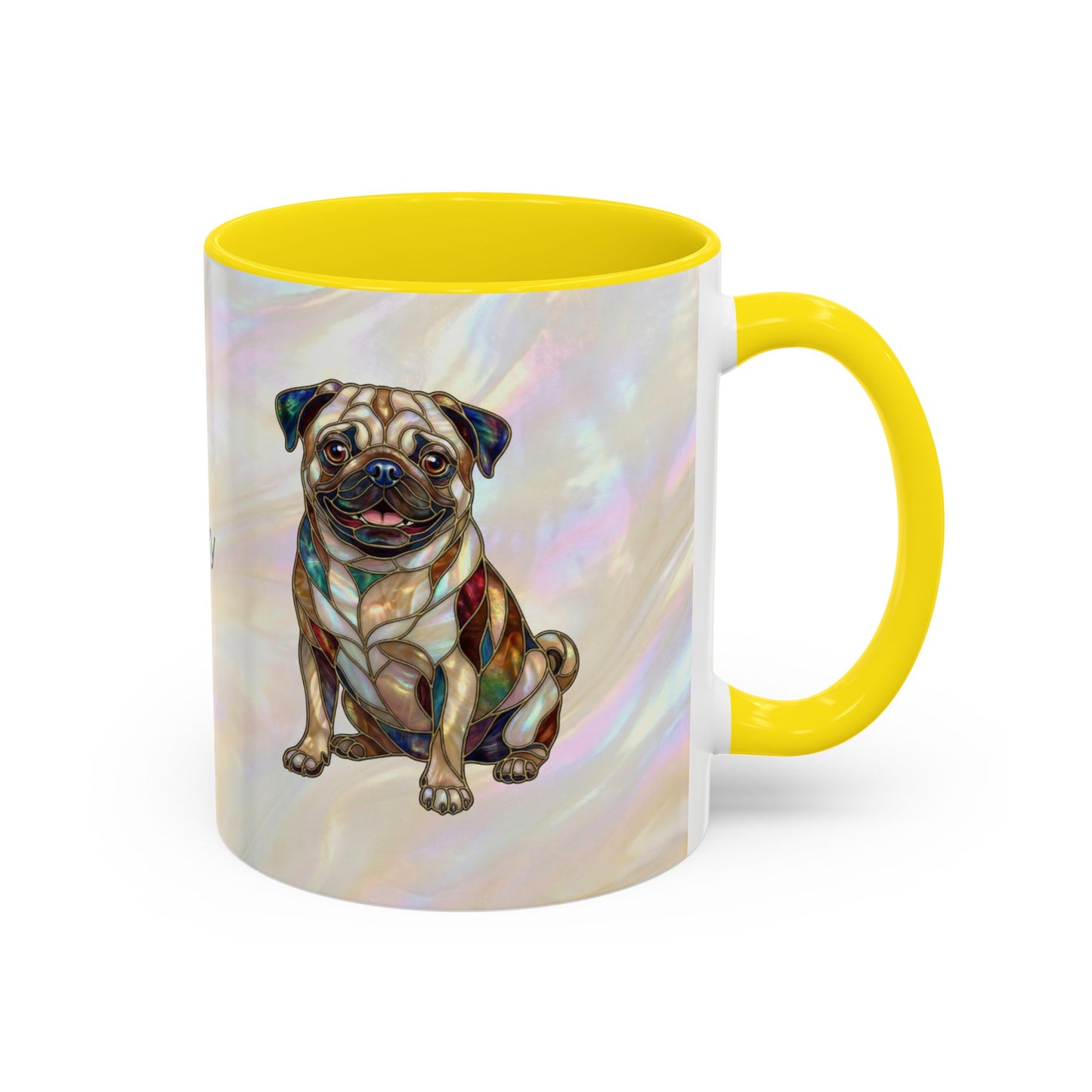 Personalized Pug Accent Coffee Mug –  Stained Glass Design (11/15oz) - 14547