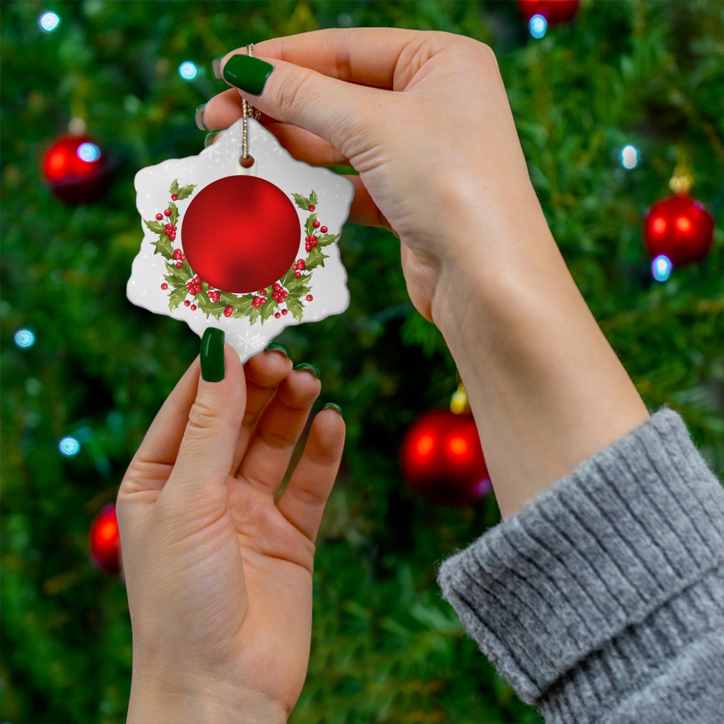 Berry Red - Ceramic Ornament, 4 Shapes