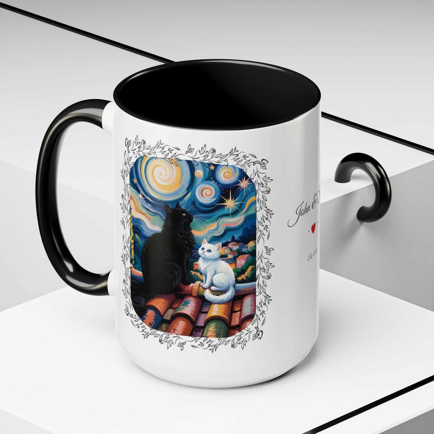 Starry Night Cats Coffee Mug – Van Gogh Inspired Cat Art | Cat Lovers Gift (11oz / 15oz) - 14758