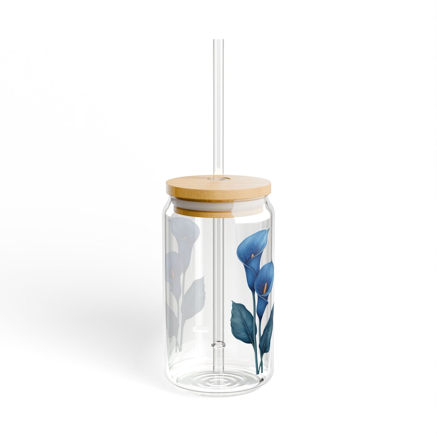 Blue beauty in bloom,  Customizable - Sipper Glass, 16oz