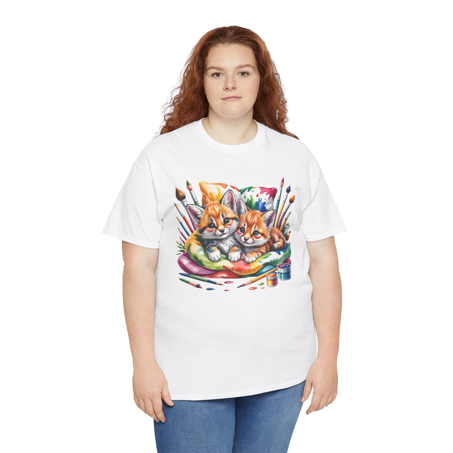 Artist Kittens T-Shirt — Cute Painting Cats Graphic Tee, Cat Lover Gift - 14866