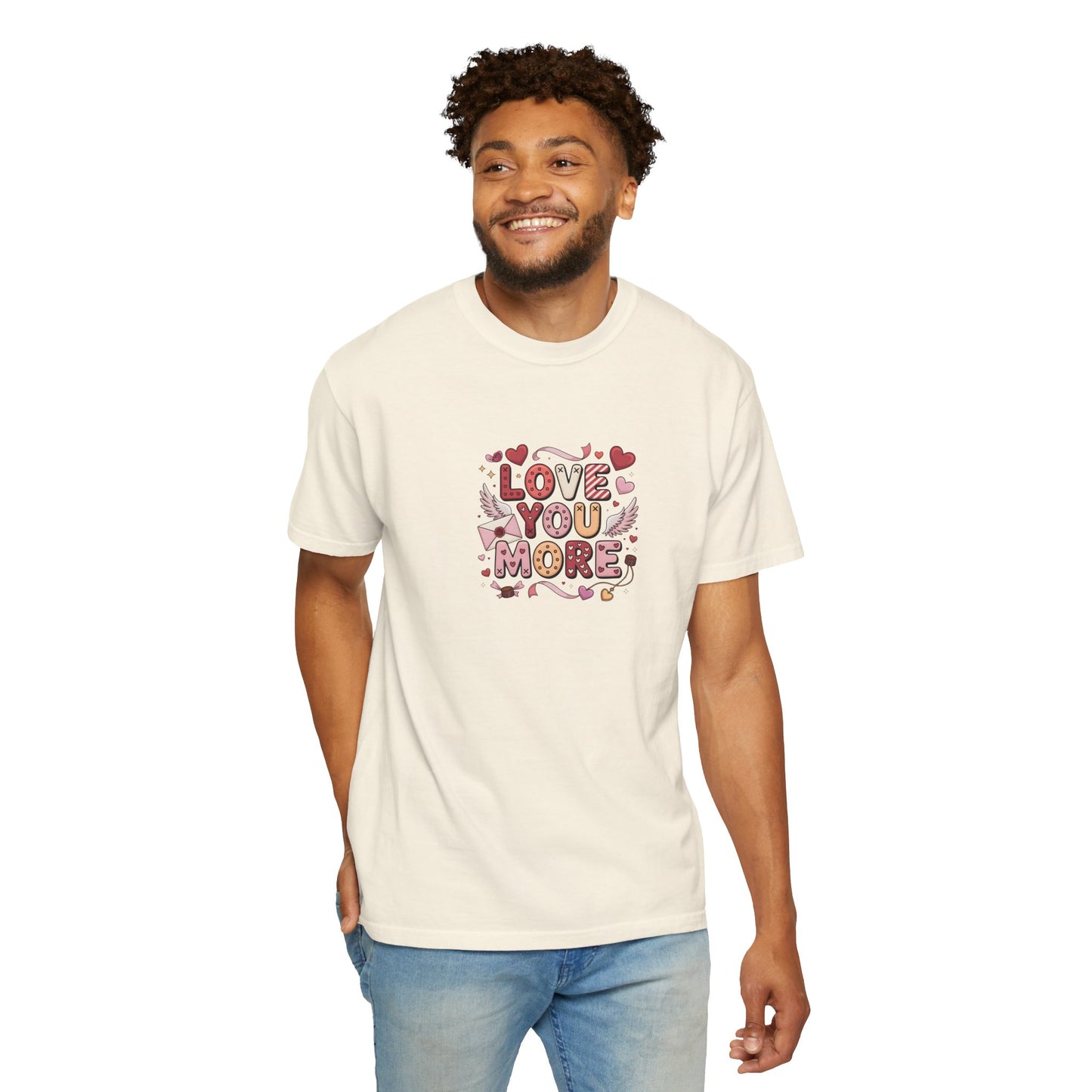 Love You More – Cute Valentine Graphic T-Shirt  - 14740