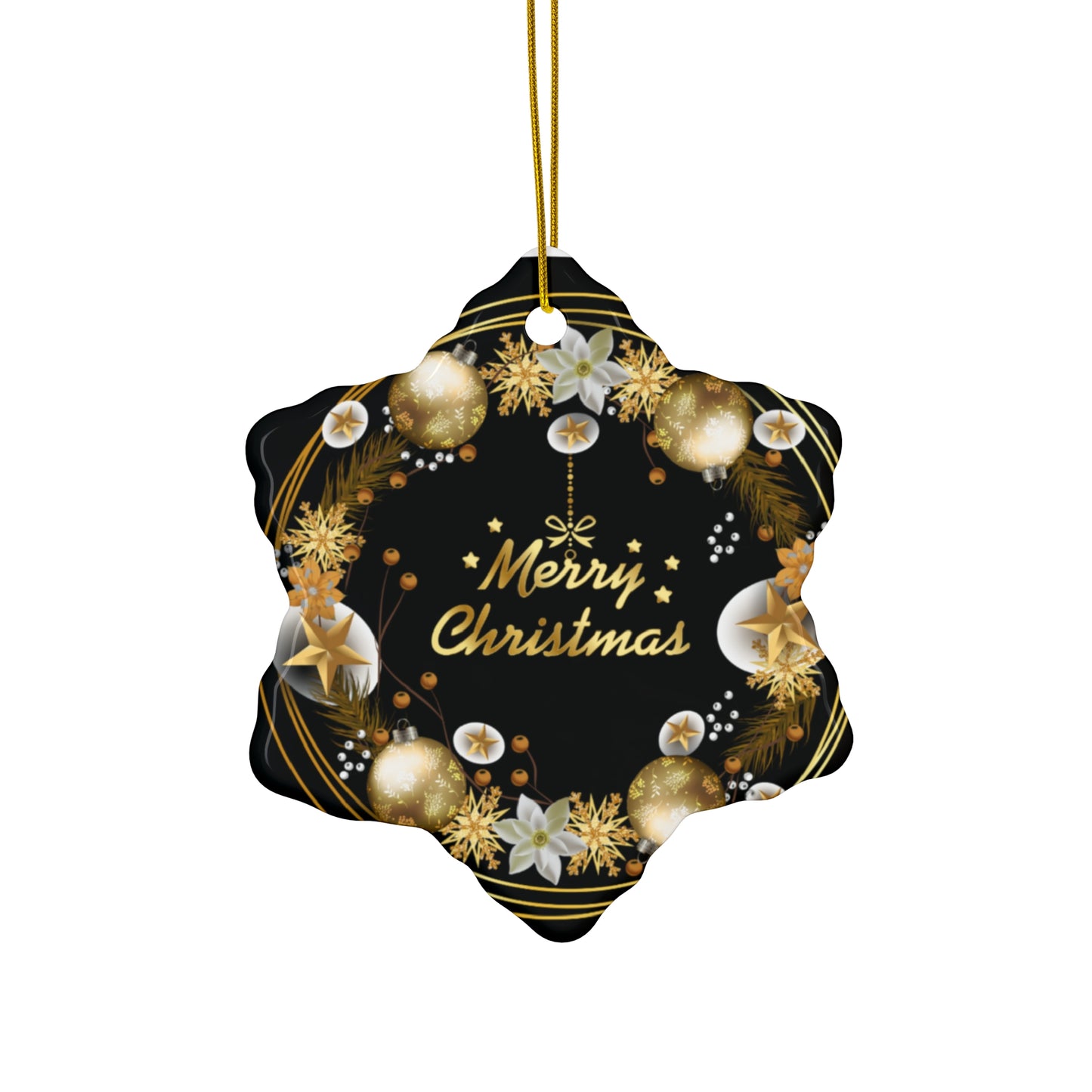 Merry Christmas - Ceramic Ornament, 4 Shapes