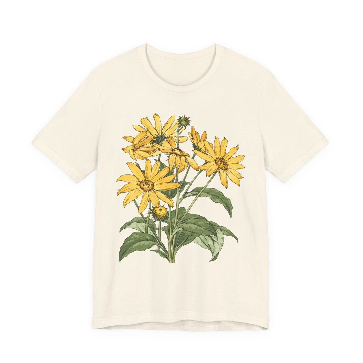 Yellow Daisy Botanical T-Shirt, Vintage Floral Garden Tee - 14503