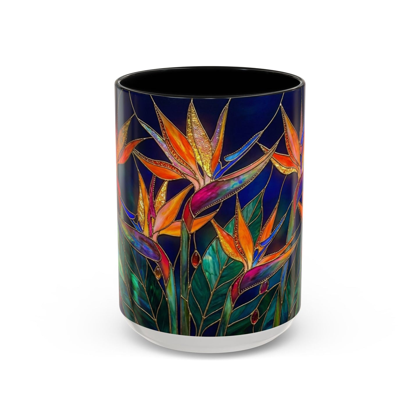 Bird of Paradise Floral Coffee Mug — Stained Glass Design 11/15oz - 14556