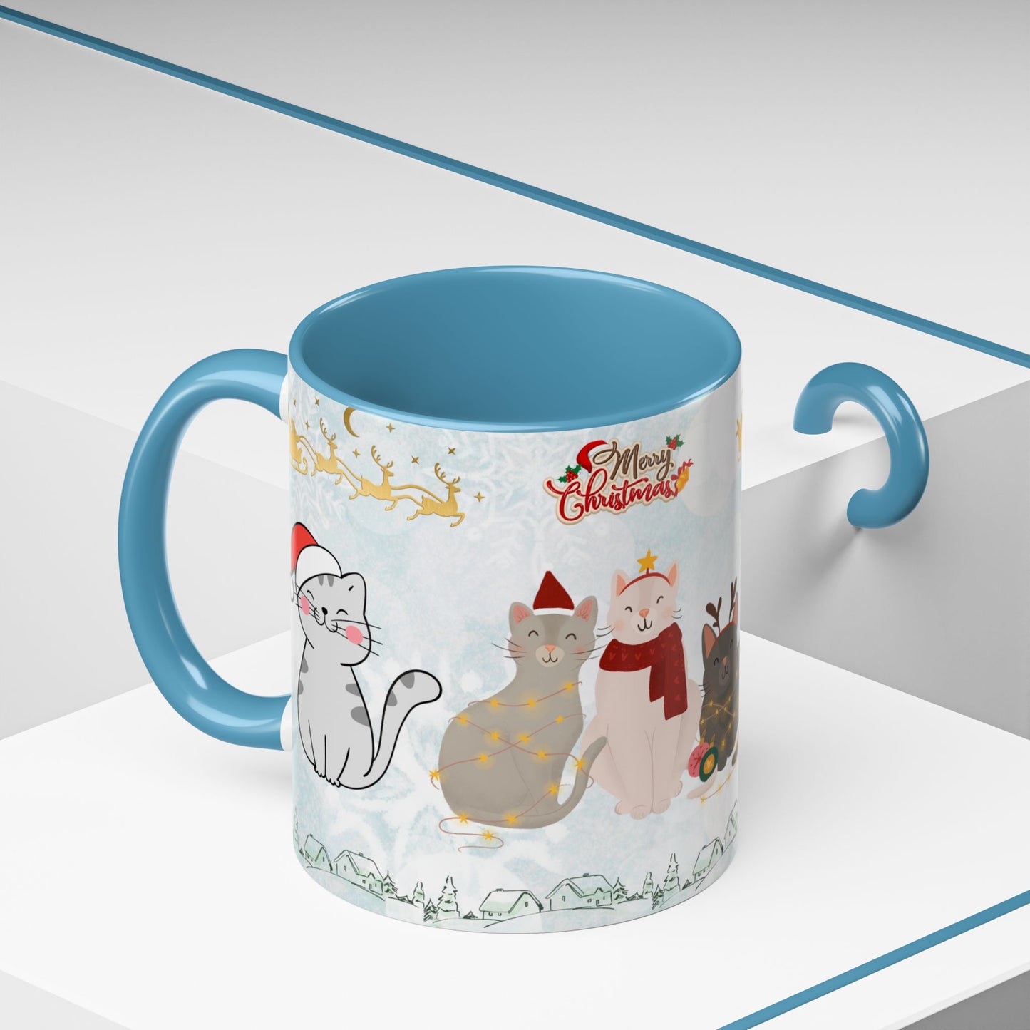 Merry Christmas, Cats - Accent Coffee Mug (11, 15oz)