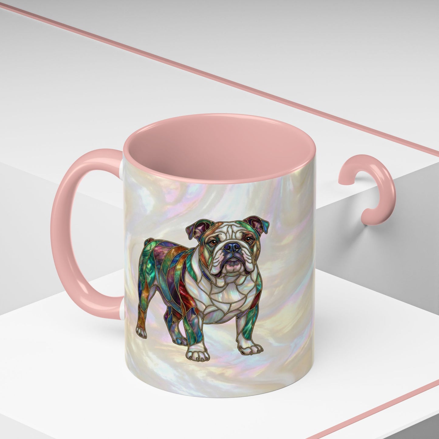English Bulldog Accent Coffee Mug -Stained Glass Style (11/15oz) - 14630