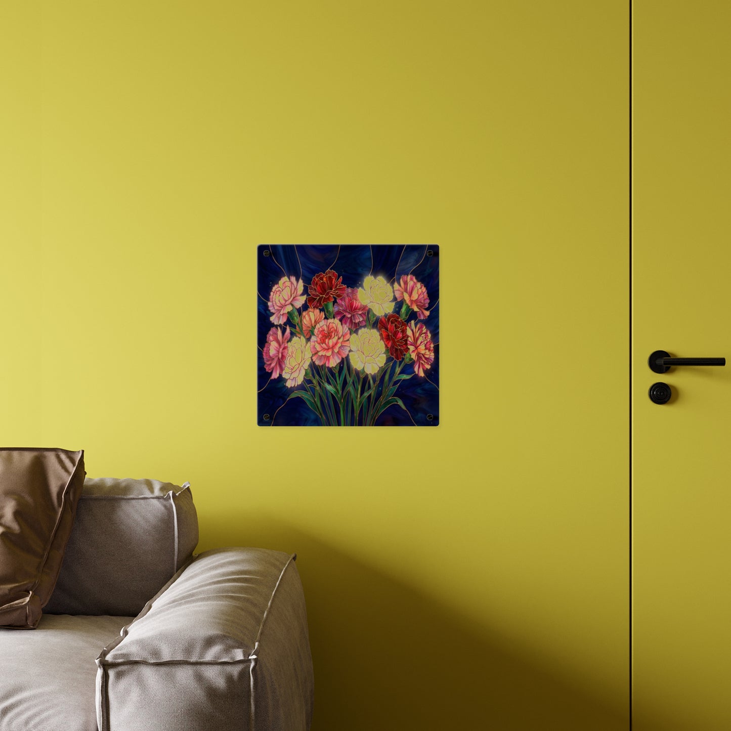 Carnation Bouquet Acrylic Wall Art Panel — Floral Home Décor - 14599