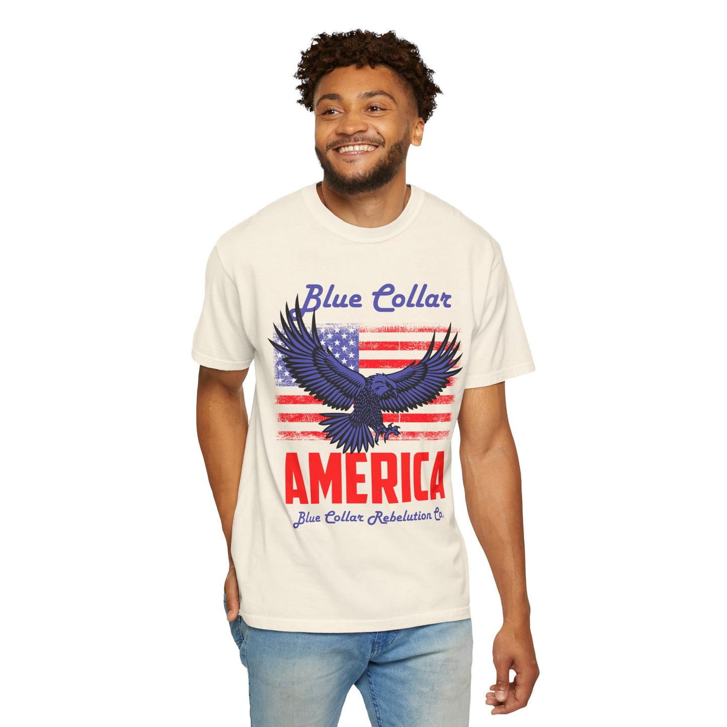Unisex American Eagle Graphic Tee - Perfect for Patriotic Events, Casual Wear, 4th of July Gatherings, Gifts for Blue Collar Workers - 13695