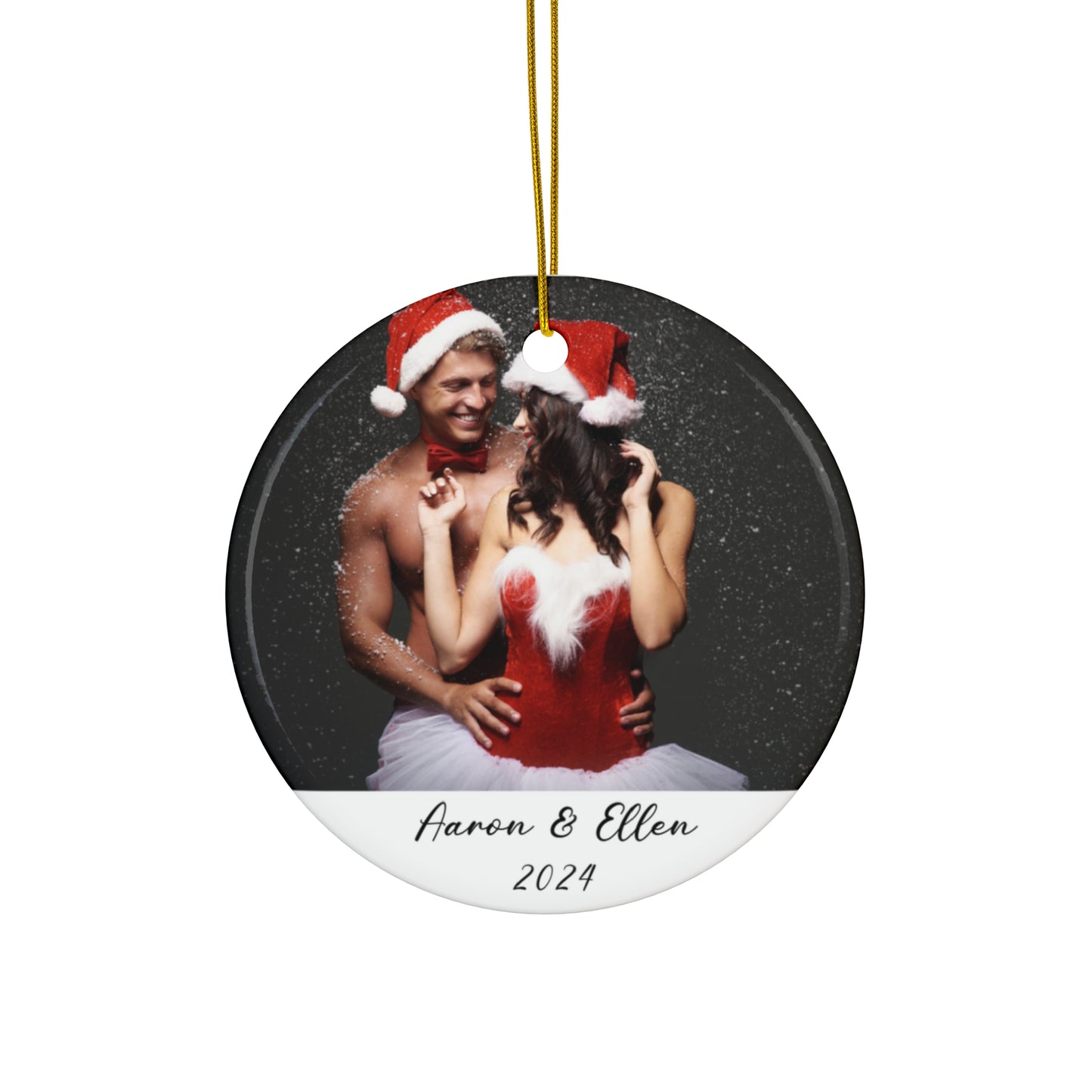 Christmas, Couple's Photo, Customizable- Ceramic Ornament, 4 Shapes - 10034