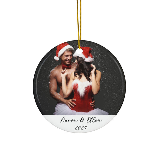 Christmas, Couple's Photo, Customizable- Ceramic Ornament, 4 Shapes - 10034