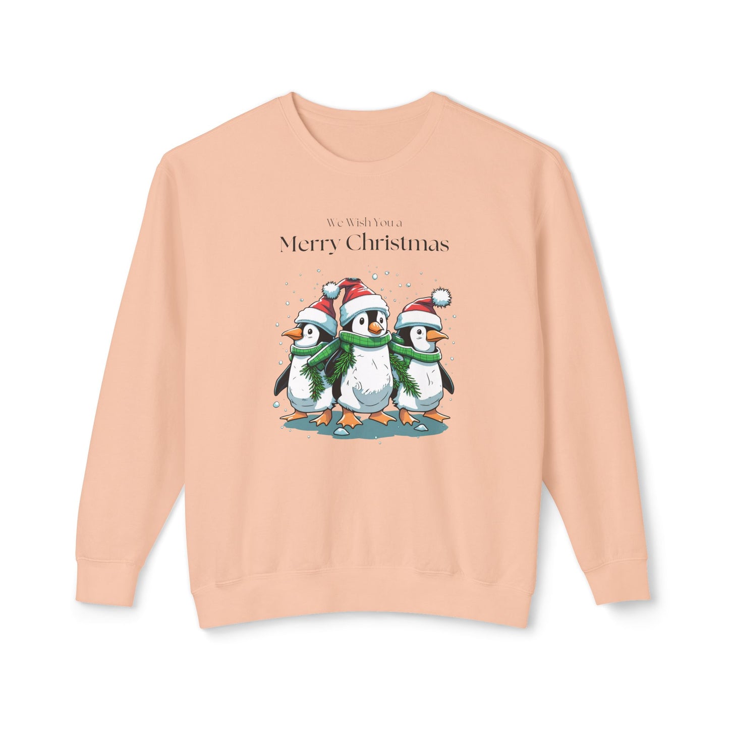 Penguins, We Wish You a Merry Christmas - Unisex Lightweight Crewneck Sweatshirt - 10173