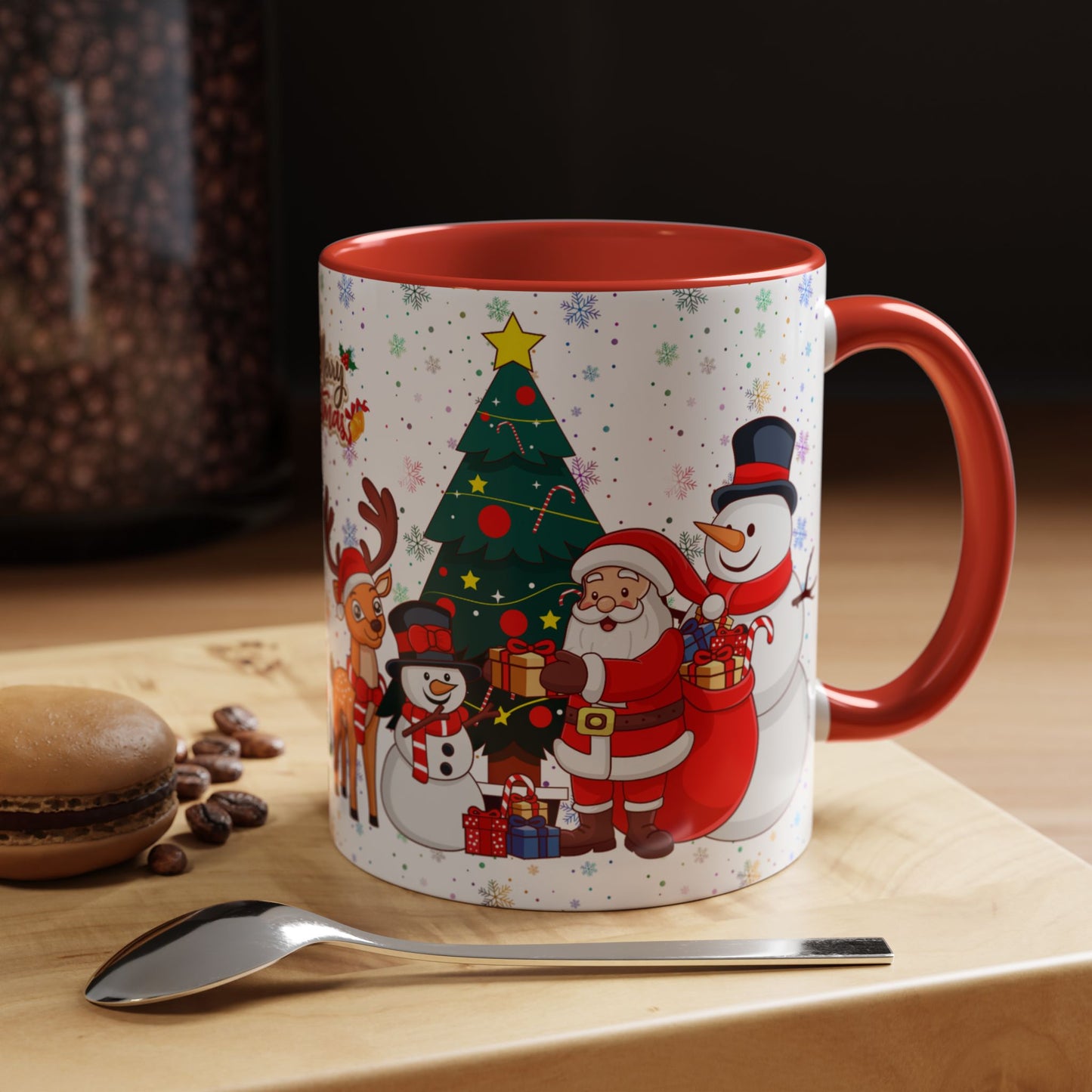 Christmas Party, Santa, Snowman, Reindeer - Accent Coffee Mug (11, 15oz) - 10426