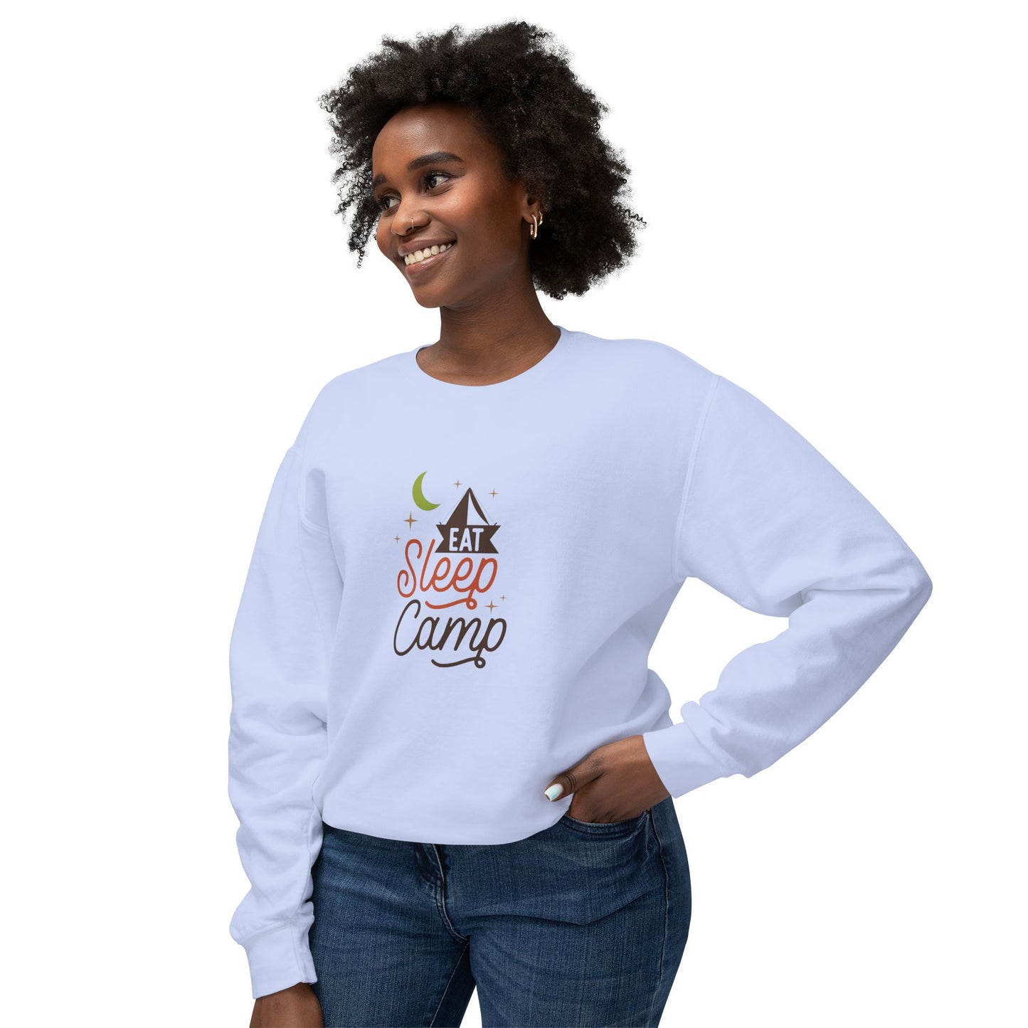 Eat Sleep & Camp - Unisex Lightweight Crewneck Sweatshirt - 10561