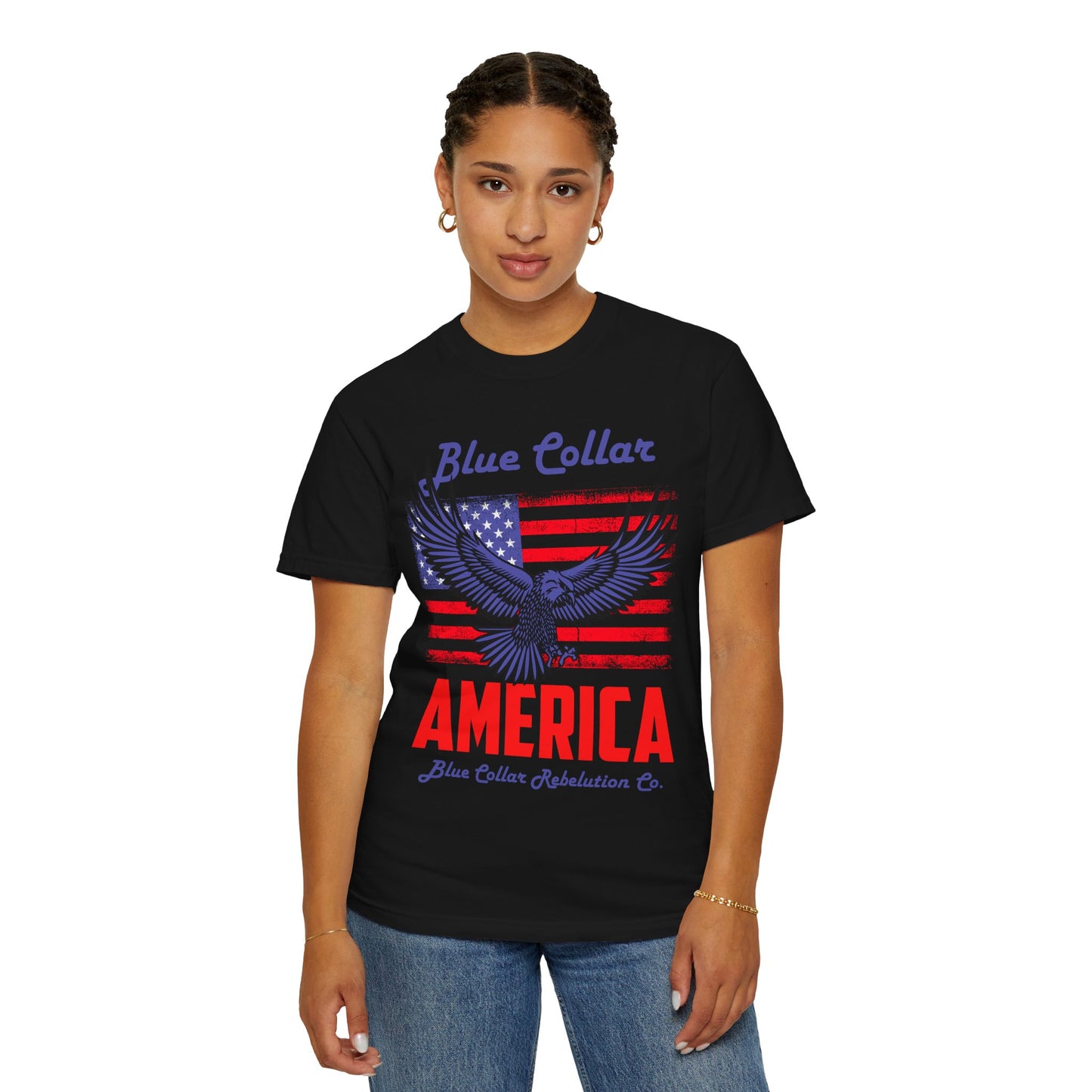 Unisex American Eagle Graphic Tee - Perfect for Patriotic Events, Casual Wear, 4th of July Gatherings, Gifts for Blue Collar Workers - 13695