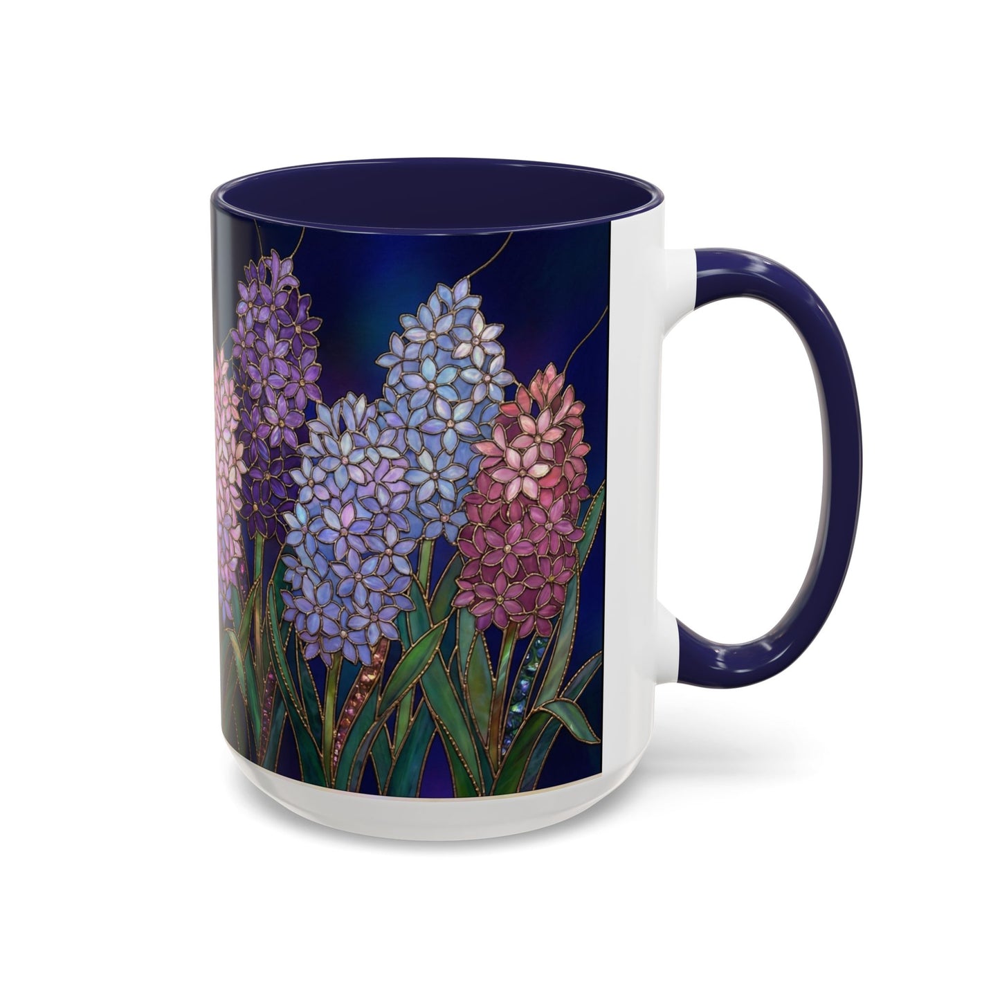 Hyacinth Floral Coffee Mug — Stained Glass Design (11/15 oz) - 14570