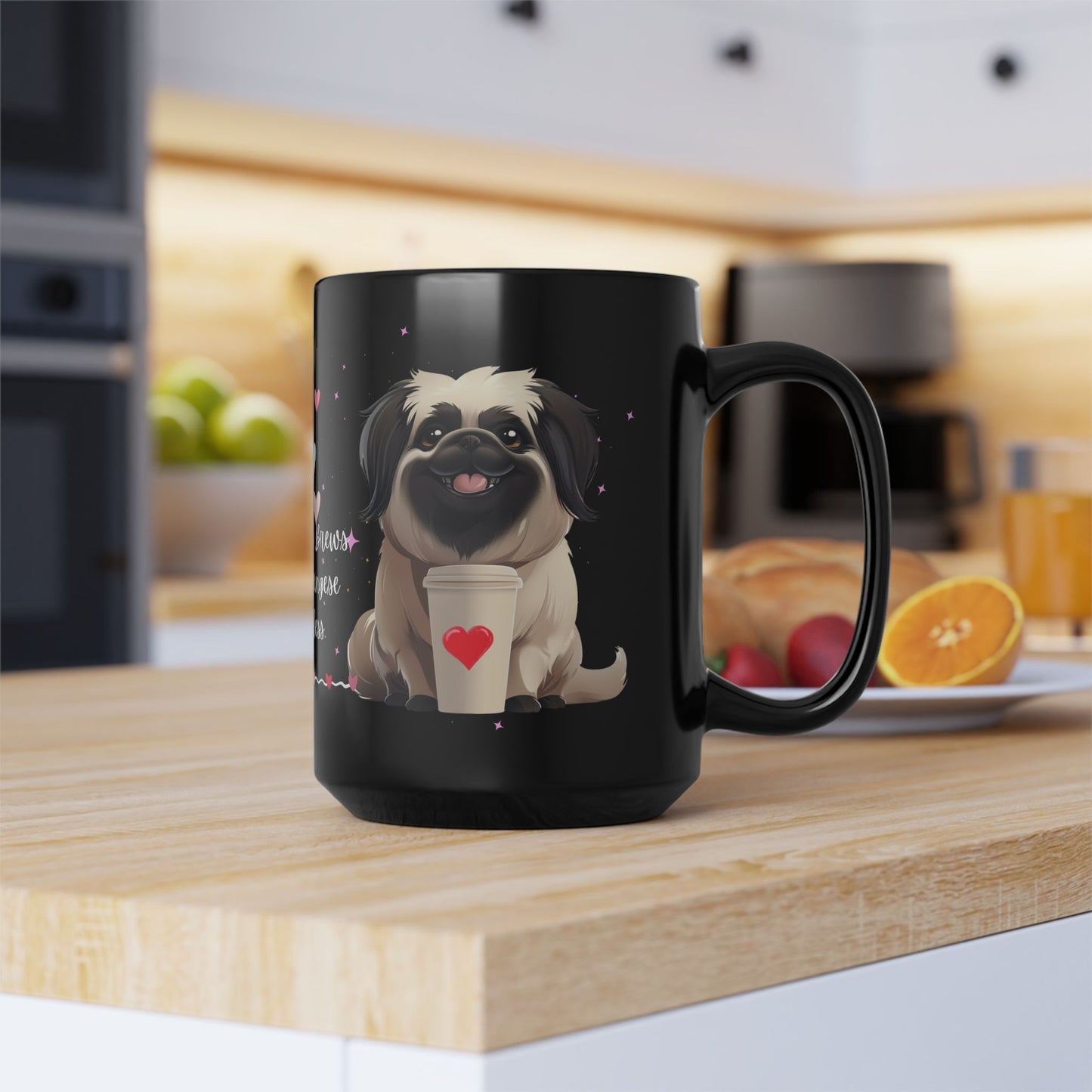 Morning Brews and Pekingese Cuddles - Black Mug (11oz, 15oz) - 10659